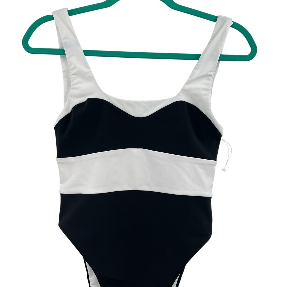 Mara Hoffman Idalia One Piece Swimsuit Colorblock Black White Size Small - Picture 3 of 13